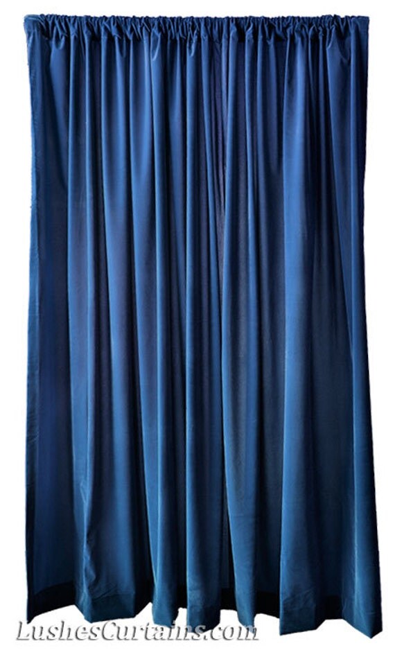 Navy Blue Flocked Velvet 144 inch High Curtain Long Panel