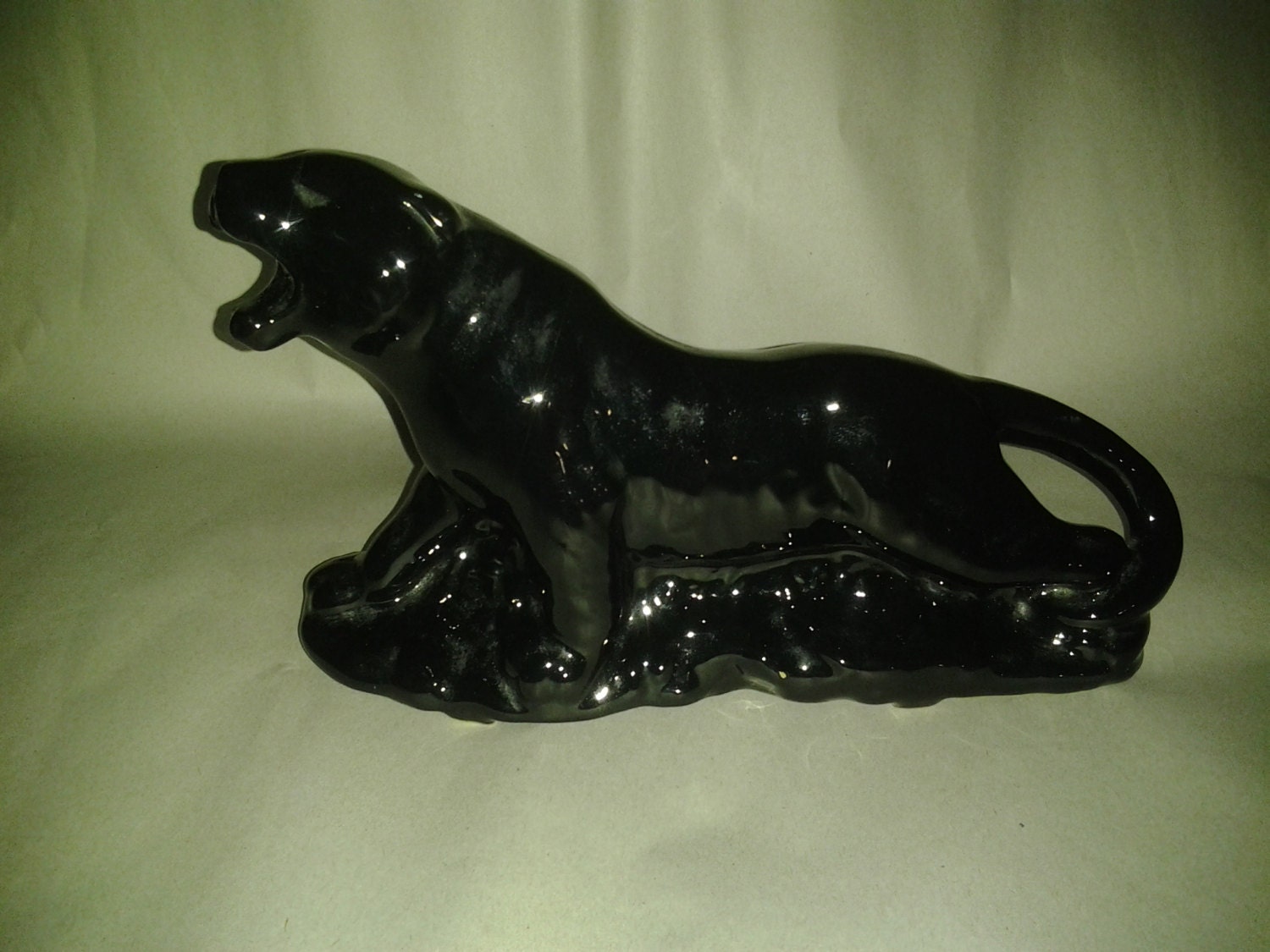 Vintage black panther figurine planter mid century by artiques71