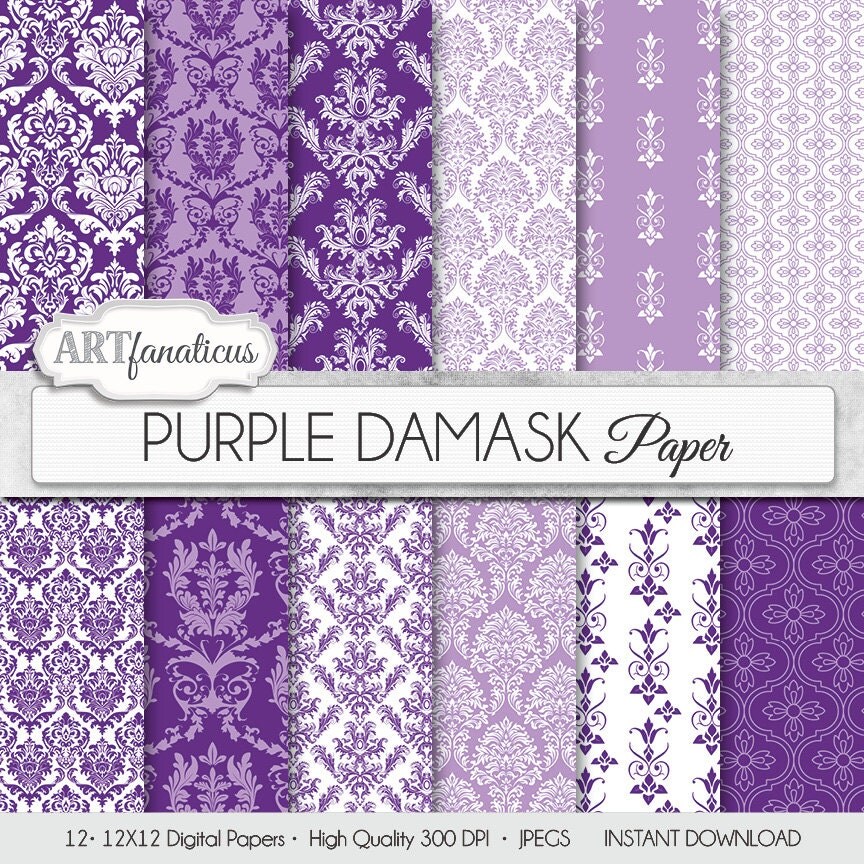 Purple damask papers PURPLE DAMASK elegant