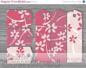 ON SALE 50 % OFF pink spring flowers printable bookmarks and gift tags, Mother's day gift wraping Il_170x135