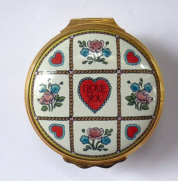 Vintage Halcyon Days Porcelain Enamel Box Valentine's Day