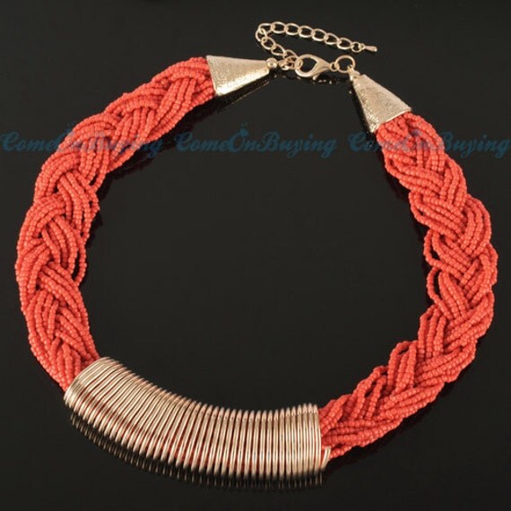 Coral Twisted Choker Necklace