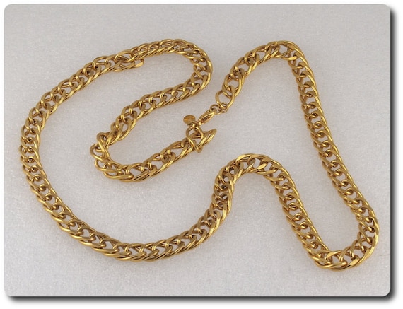 Vintage Signed KJL Gold Tone Chain Necklace by SparkleFireJewelry