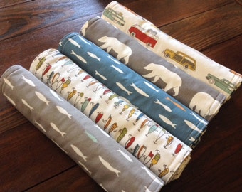 ORGANIC Burp Cloths ~ Feather River//Bears//Fish//Camping//Outdoors//Nature