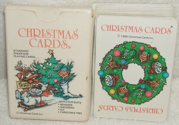 items similar to christmas cards deck of standard poker christmas theme cards