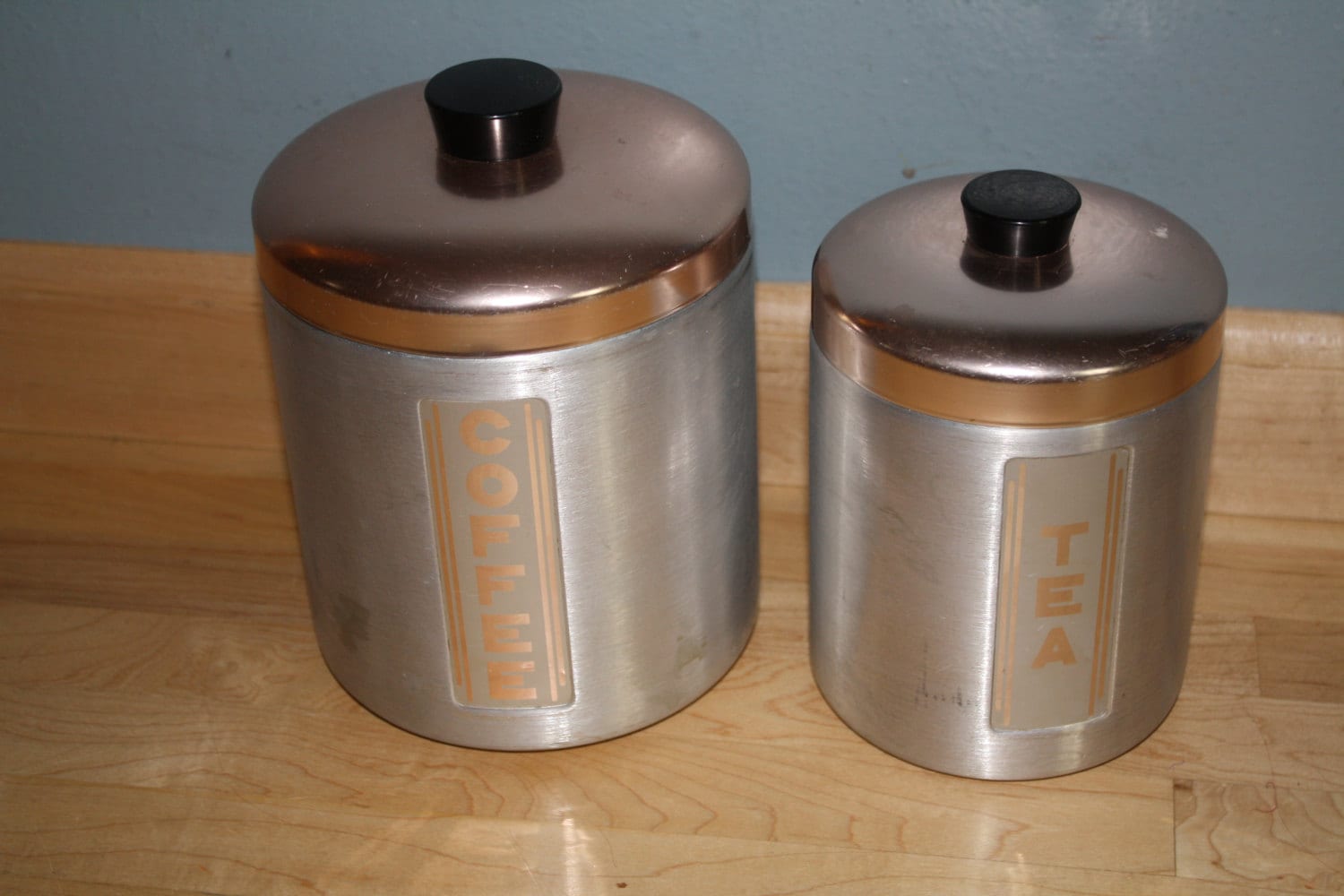 Vintage Metal Tin CANISTER SET Coffee Tea by NikkisFunFinds