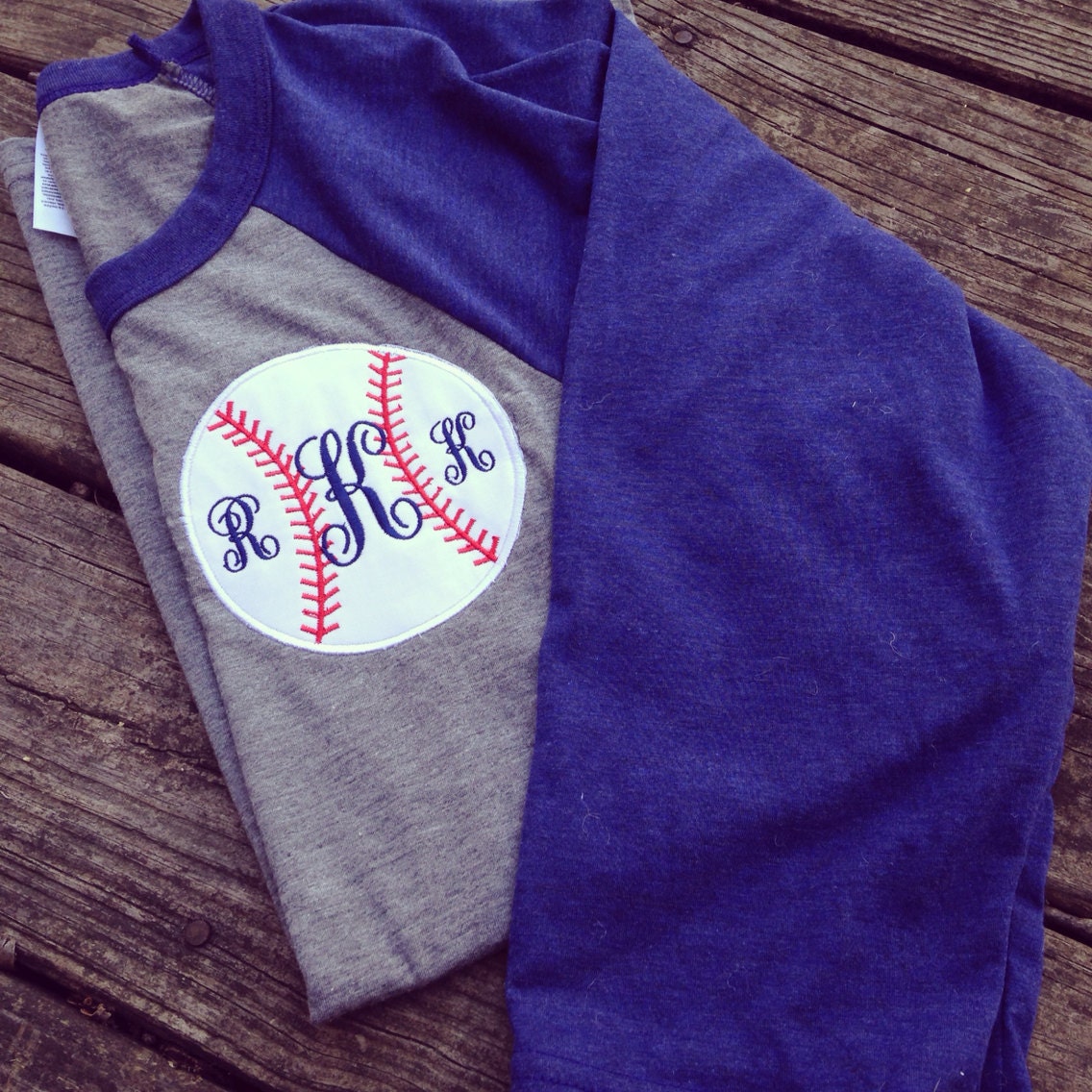 Monogrammed appliquéd Baseball Tee Personalized Monogrammed