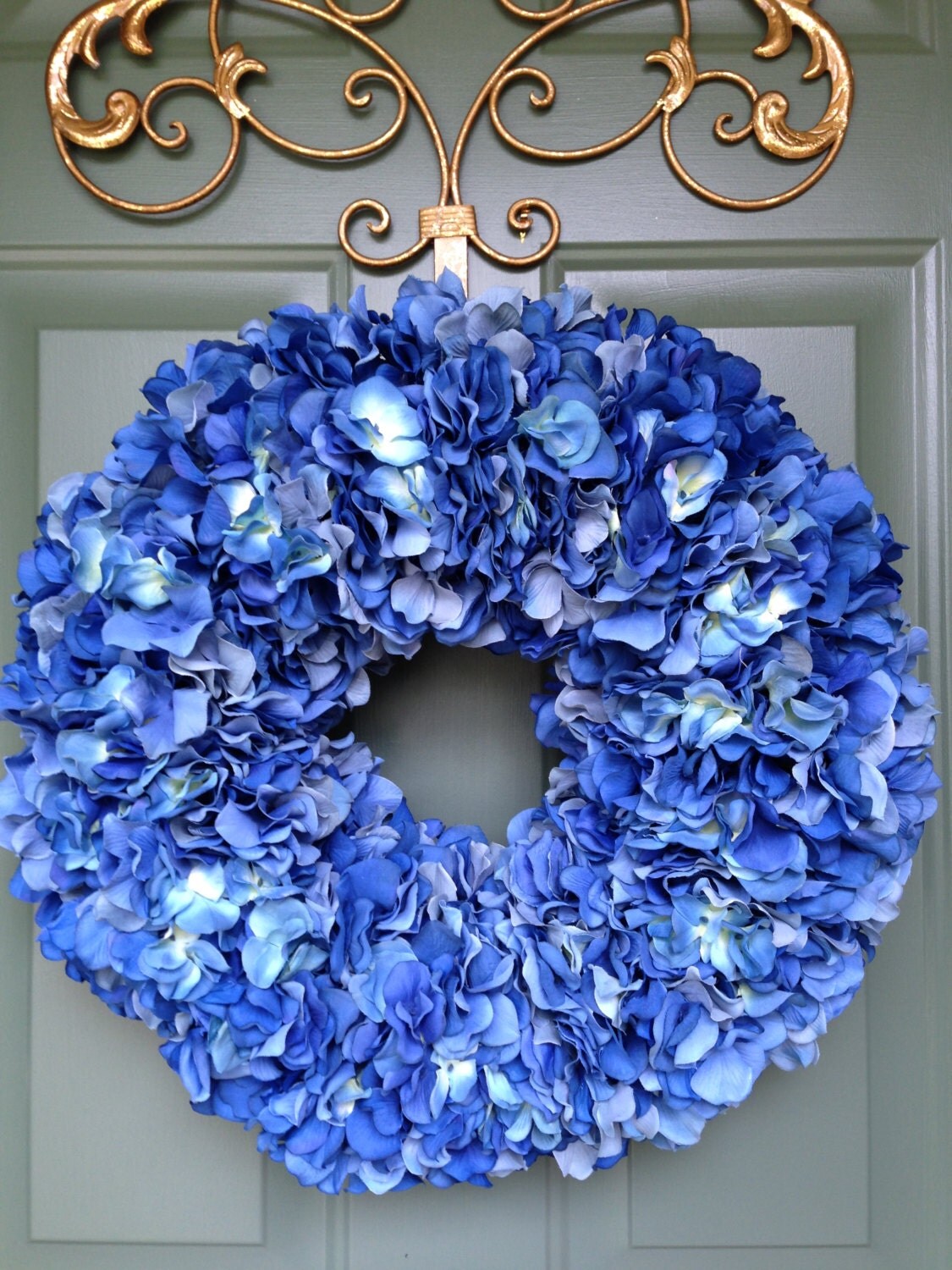 READY TO SHIP Dark Blue Hydrangea Wreath Summer Wreath