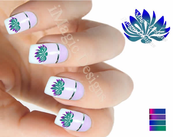 Water Slide Nail Art Decals Nail Floral Stickers Lotus
