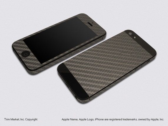 For Apple iPhone 5 Model A1428, A1429 Grey Carbon Fiber Protector ...