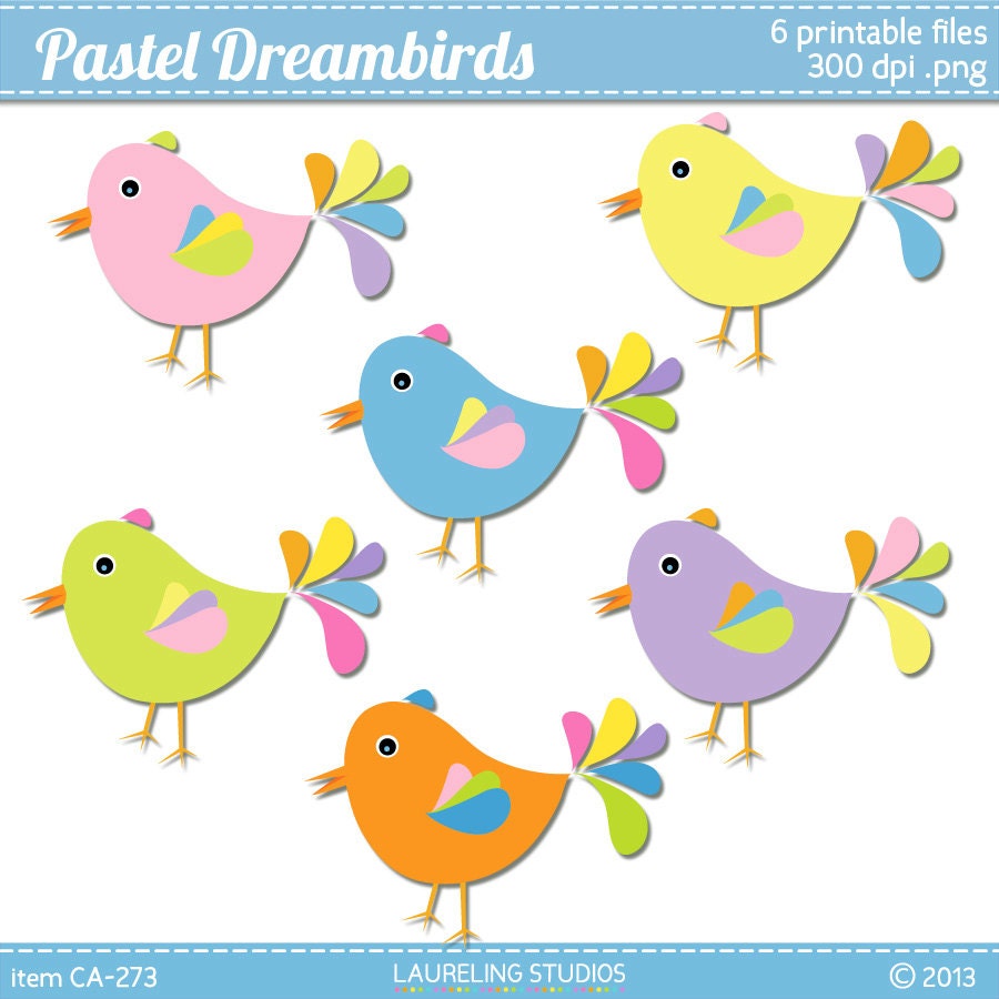 bird clip art: pastel dreambirds cute bird clipart