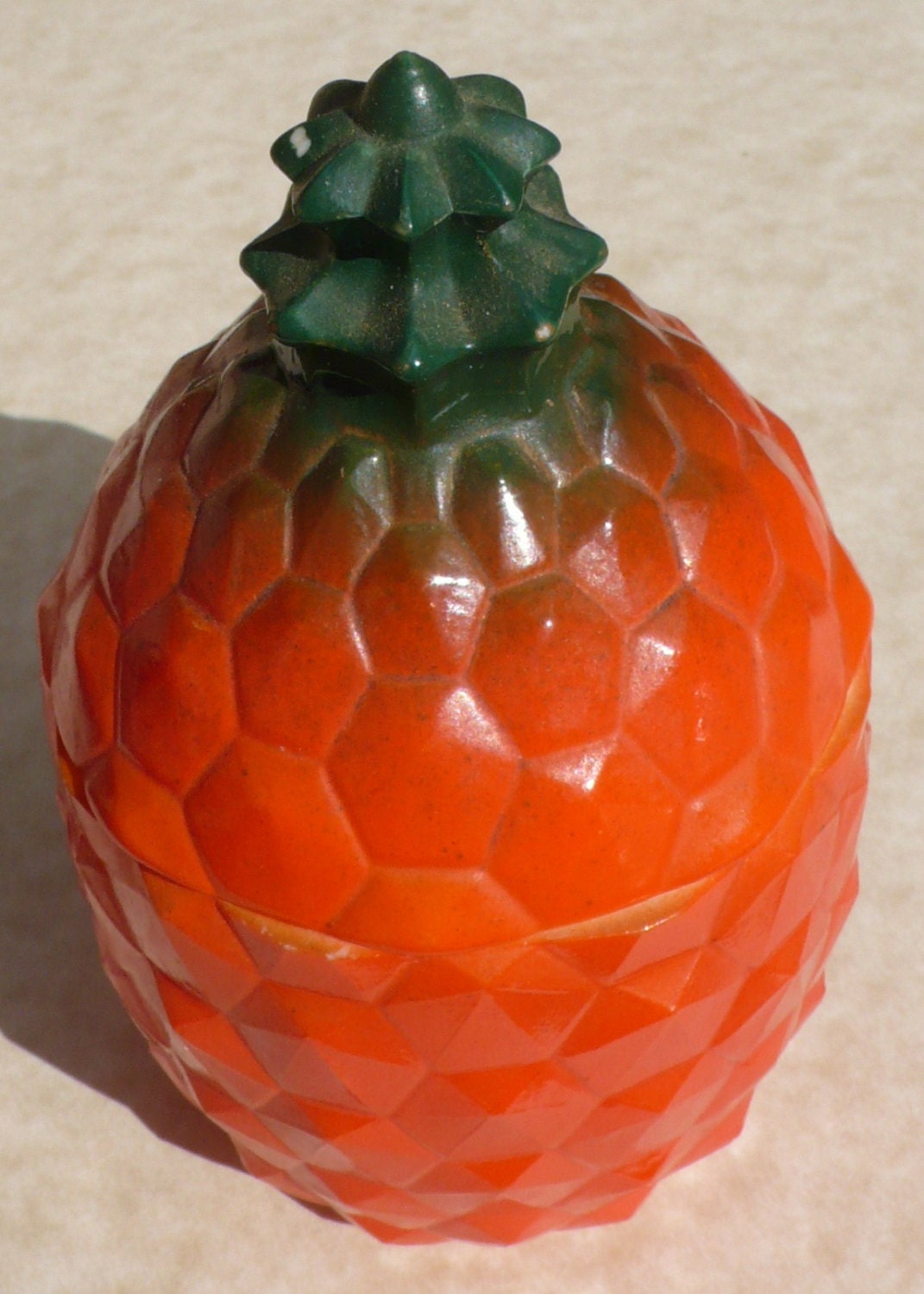 Vintage Hazel Atlas Pineapple Jam Jar Orange & Green milk