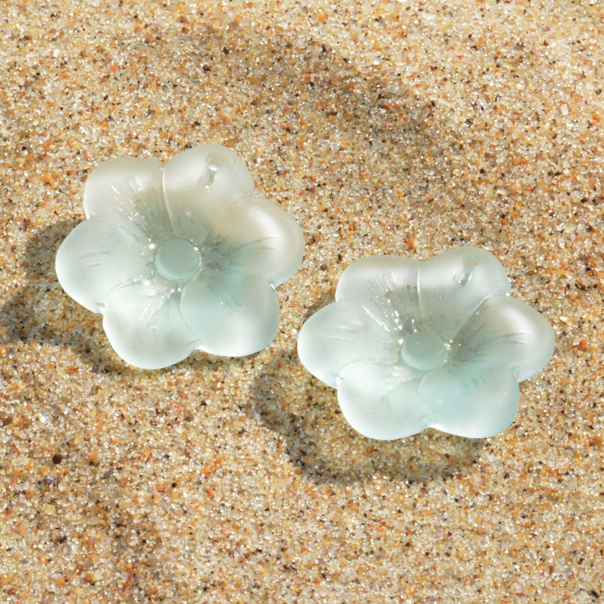 1 pc 25mm Flower Lt Sea Foam Green Cultured Sea by BeadsintheSea