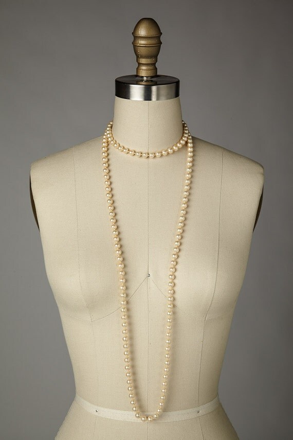 Vintage 1950s Marvella Champagne Colored Simulated Pearl Rope