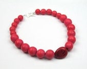 Red Tagua Necklace, Eco - Friendly Wood and Vegetable Ivory Tagua Nut Necklace, Women's Handmade Statement Jewelry by elle and belle