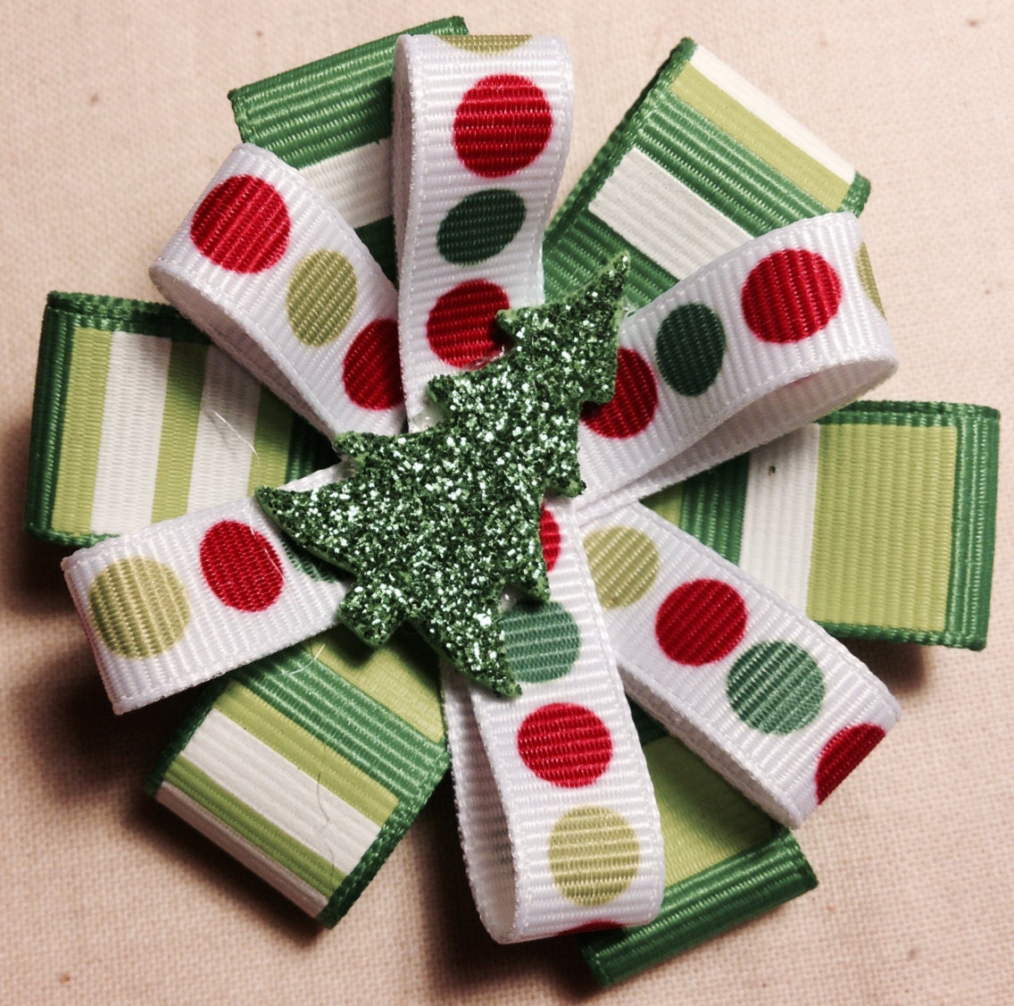 3 Christmas Tree Hair Bow Boutique Bow Girls by MyCutieBows