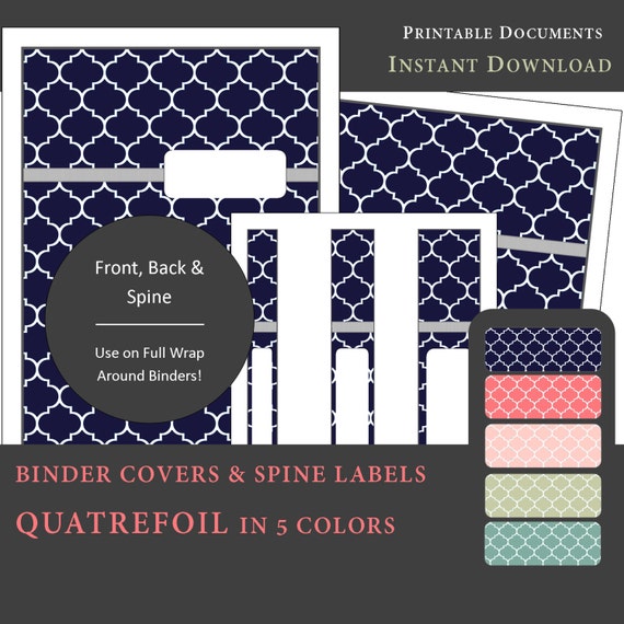 Printable Binder Covers & Spine Label Inserts QUATREFOIL