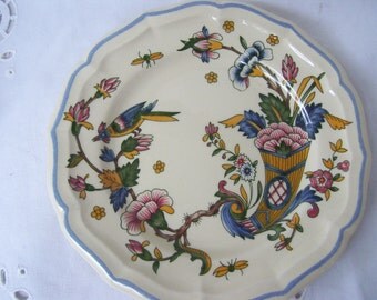 Vintage French Plates from Gien France, Gien Corne D'Abondance Salad Plates