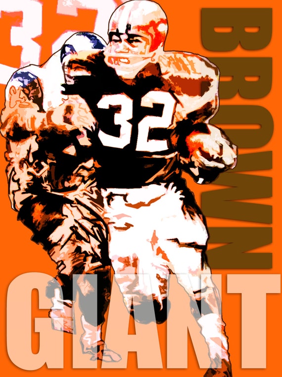 Jim Brown Cleveland Browns Watercolor Sports NFL Wall by VitoArt