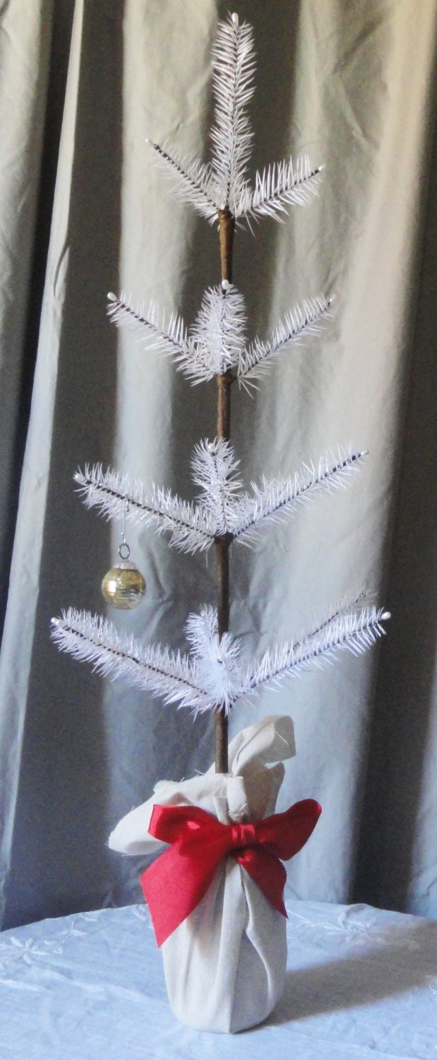 Ivory and Brown Tabletop Goose Feather Christmas Tree