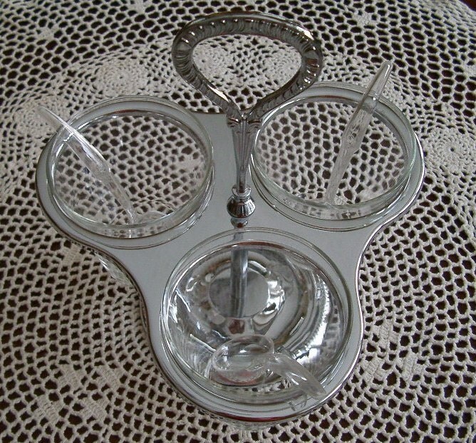 Vintage Irvinware Chrome Lazy Susan Condiment Server With Serving