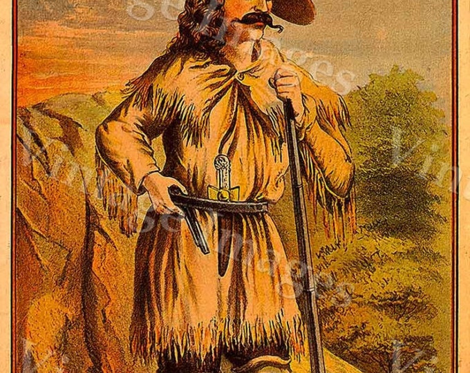 Vintage Buffalo Bill Cody Old Western Crate Cigar Tobacco Label man cave Poster 8 X 17 Fine Art Print