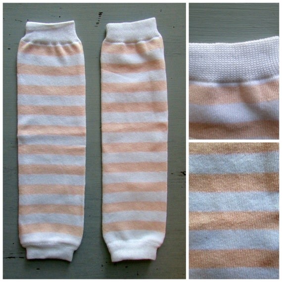 Leg WarmersPinky Peach Stripe for Baby by FrillsAndFrosting