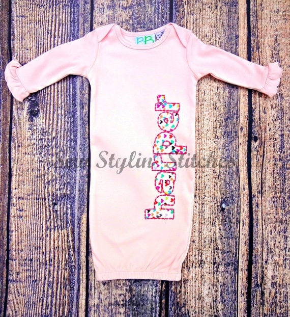 Applique baby gown Applique layette Baby by SewStylinStitches