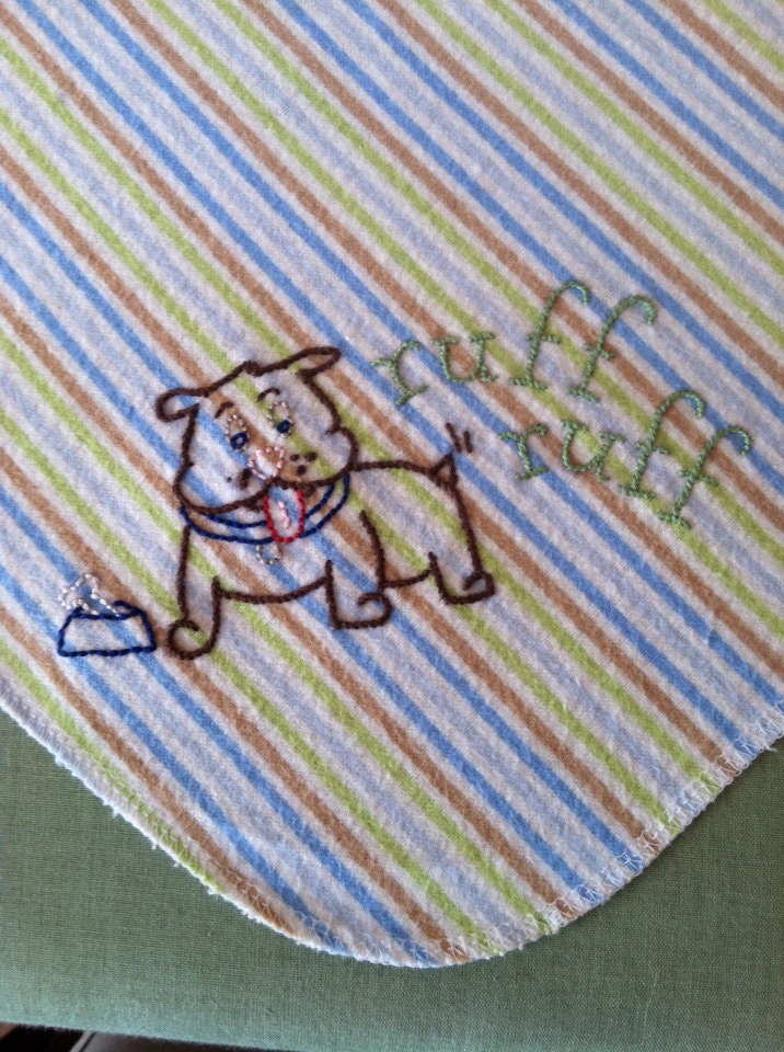 Hand embroidered receiving blanket by CherryBlossomGoods on Etsy