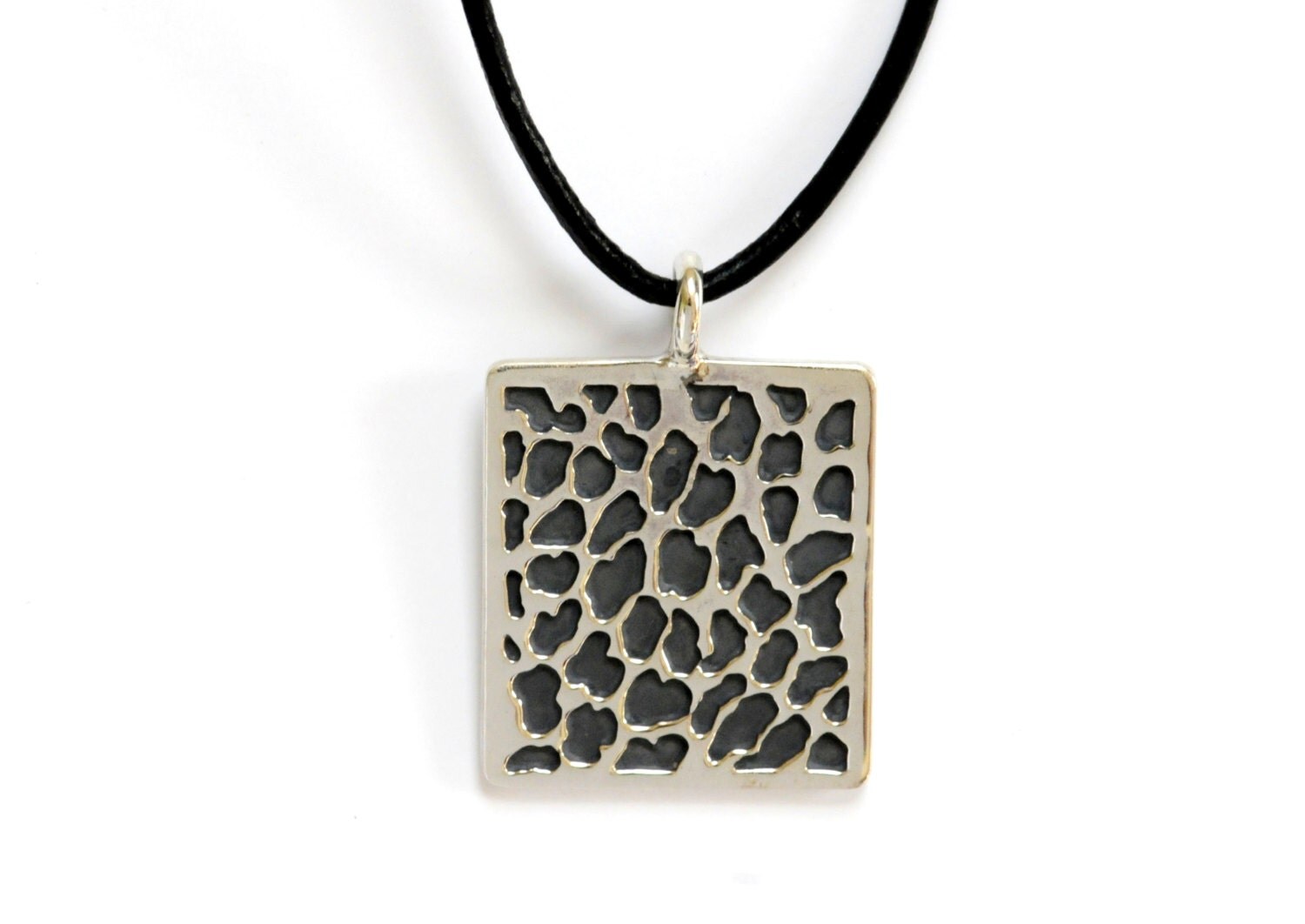 Silver Animal Print Pendant Leopard Print by NBJewellery on Etsy