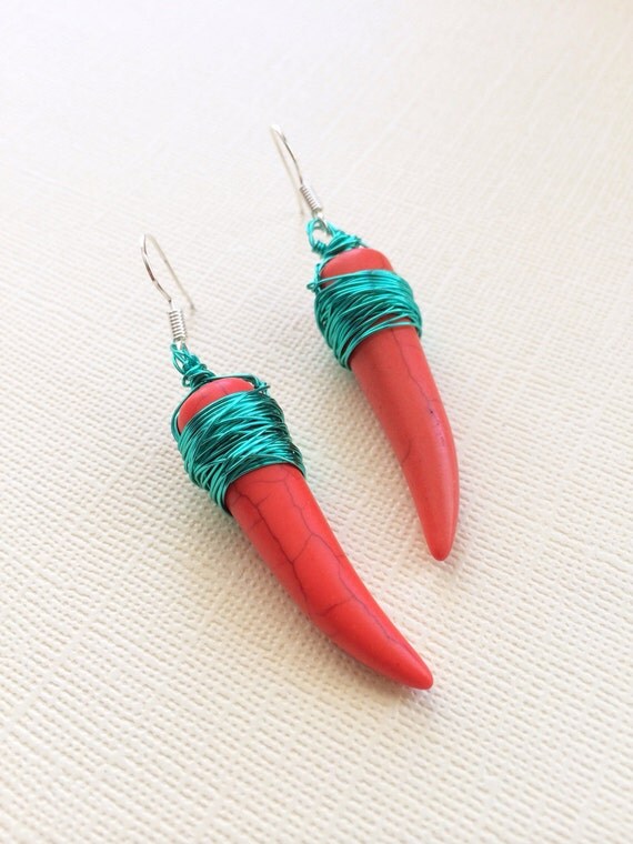 Orange Pepper Earrings by PennyJules on Etsy