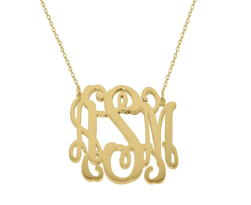 Monogram necklace personalize gold monogram by justforfundesign