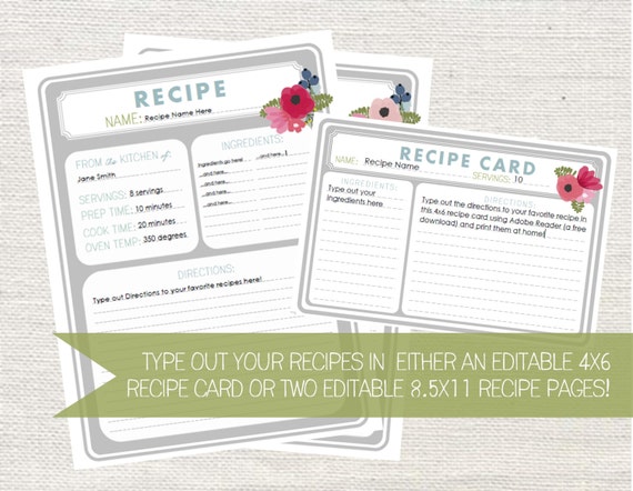 free editable recipe card templates 4x6