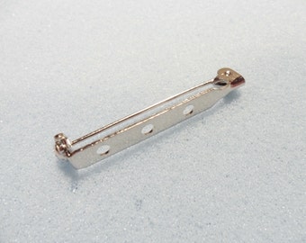 10 brooch pins with roll safety clasp - 38mm - silver plated - brooch back - 38mm brooch back