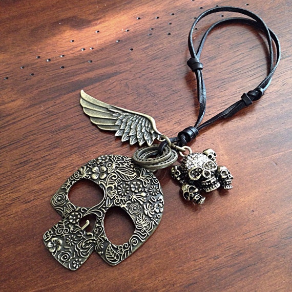 Car Accessories Rearview Mirror Charm Skull by DorysBoutique