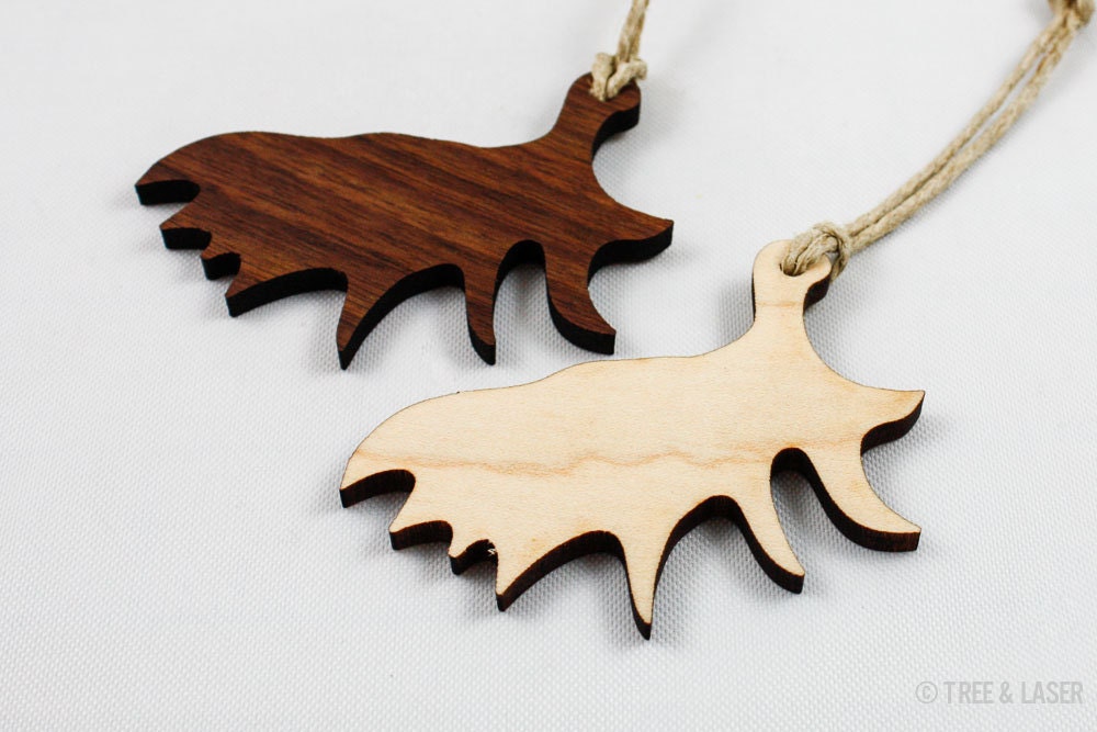 Moose Antler Ornament Laser Cut Wood Walnut / Maple