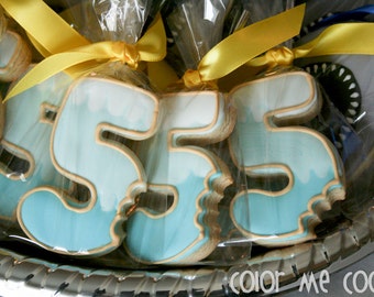 One dozen (12) SHARK BITE Number Sugar COOKIES