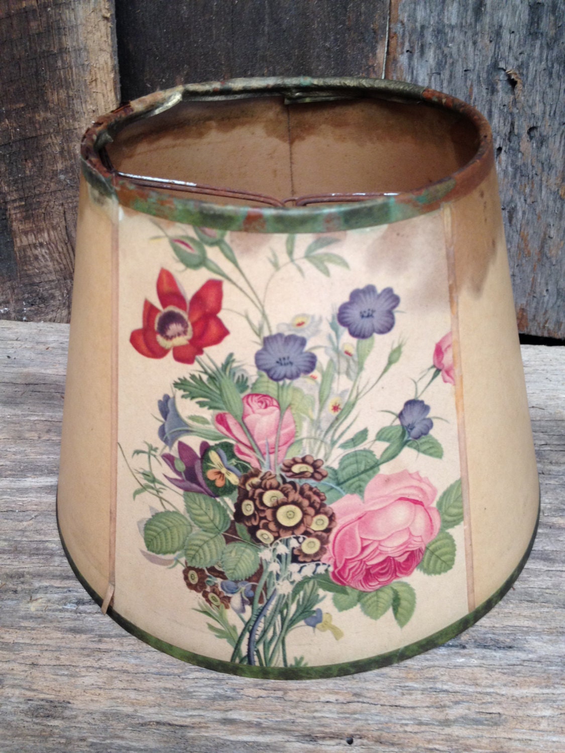 Antique Parchment Lamp Shade Paper Lamp Shade with Flowers.