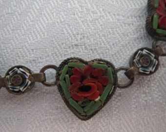 Remarkable Antique Micromosiac Heart Bracelet