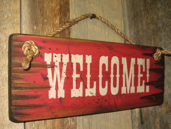 Welcome Western Antiqued Wooden Sign