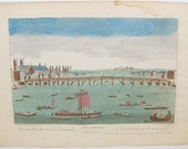 Basset Le Pont de Westminister du cote du Nord 1700's Antique Optical View Print