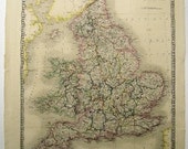 Sidney Hall Antique Map England and Wales Dates 1828 19th C
