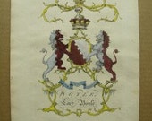 Jacobs Engraving Peerage Rare Coat Of Arms Lord Boyle 1700'S ANTIQUE PRINT