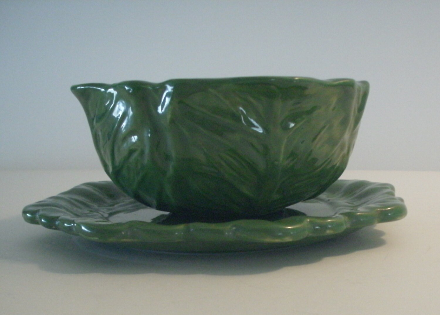 Vintage Ceramic Cabbage bowl with matching by MapleHillCeramics