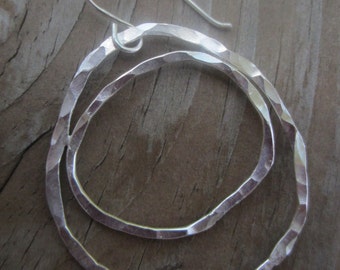Large Silver Hoops, Organic Silver Multi-Hoop Earrings