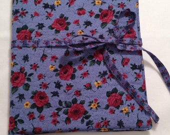 Quilted Journal Cover in Medium Blue Floral #J104