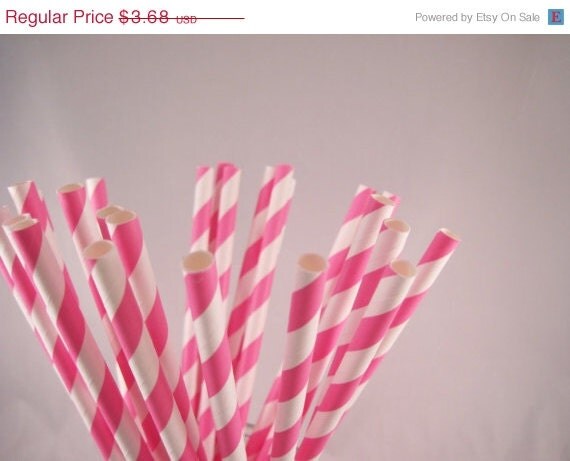 ON SALE - 25 Dark Pink Stripe Straws - ships less than 24 hours Il_570xn
