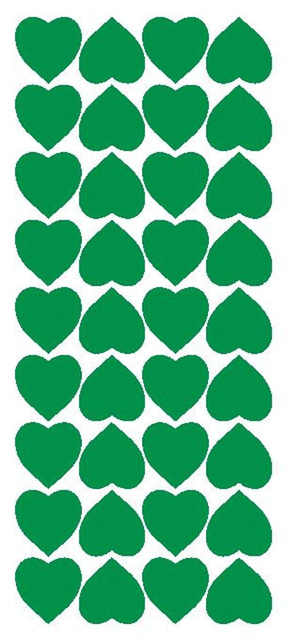 Green 1 Heart Stickers BRIDAL SHOWER Wedding by Winterparkproducts