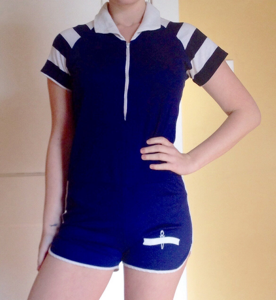 Items similar to Vintage track/gym uniform romper size small on Etsy