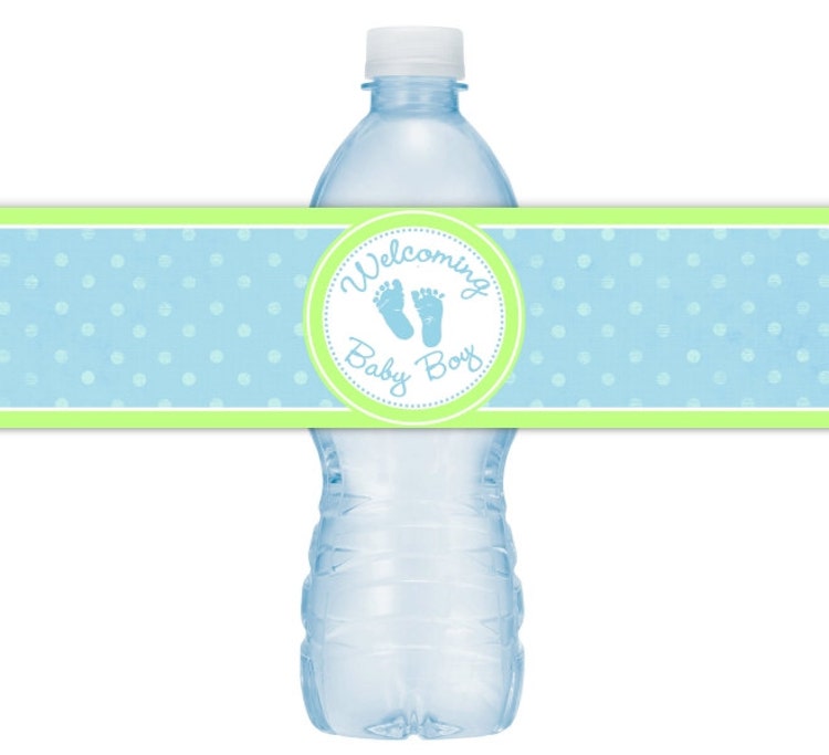 Baby Boy Water Bottle Labels INSTANT DOWNLOAD by DelightPrintables